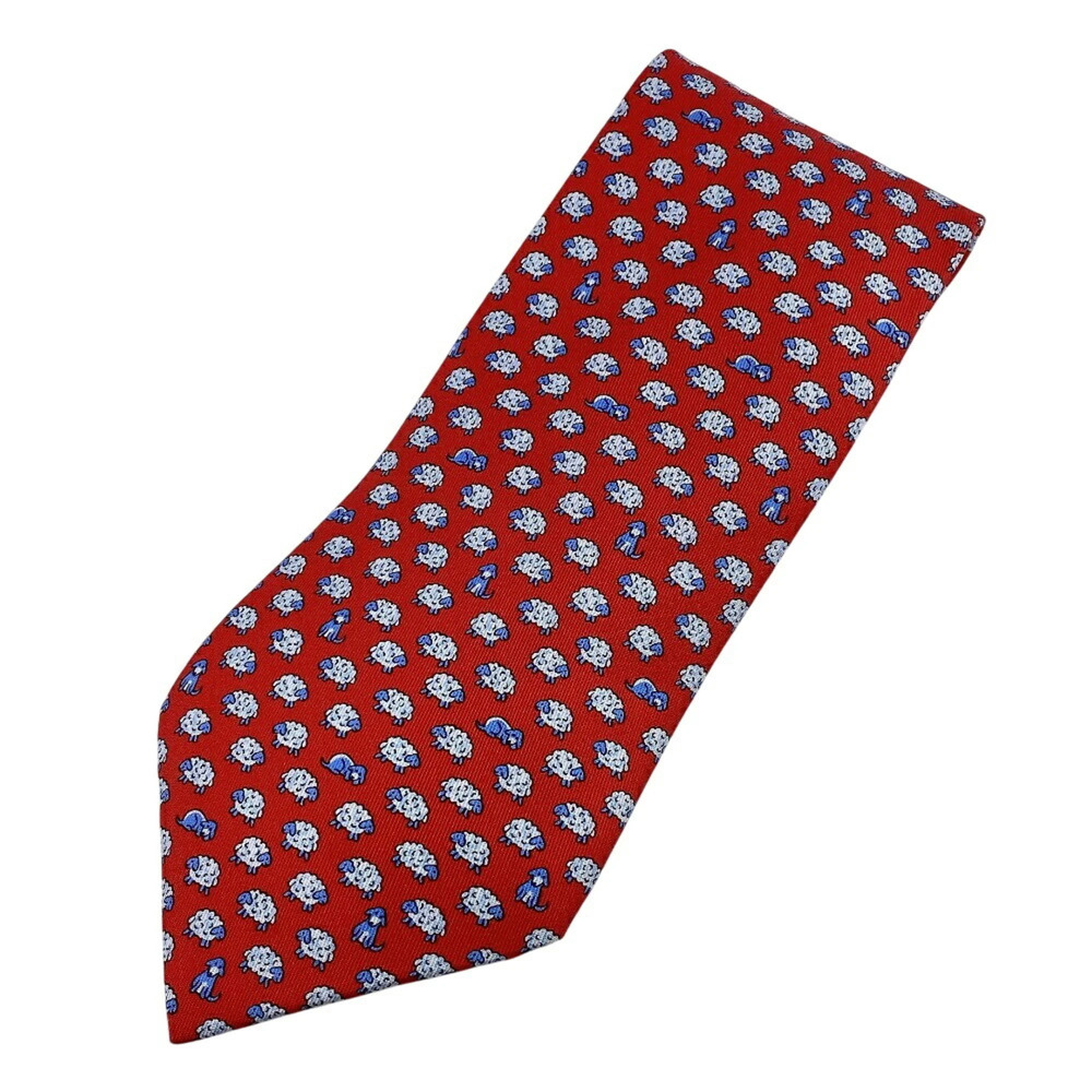 HERMES Hermes sheepskin tie, red